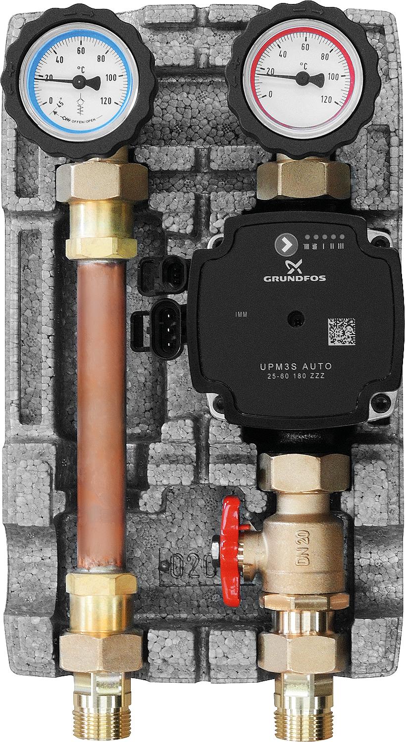Easyflow DN 20 (3/4") unmixed heating circuit set with Grundfos UPM3S AUTO 15-60 pump