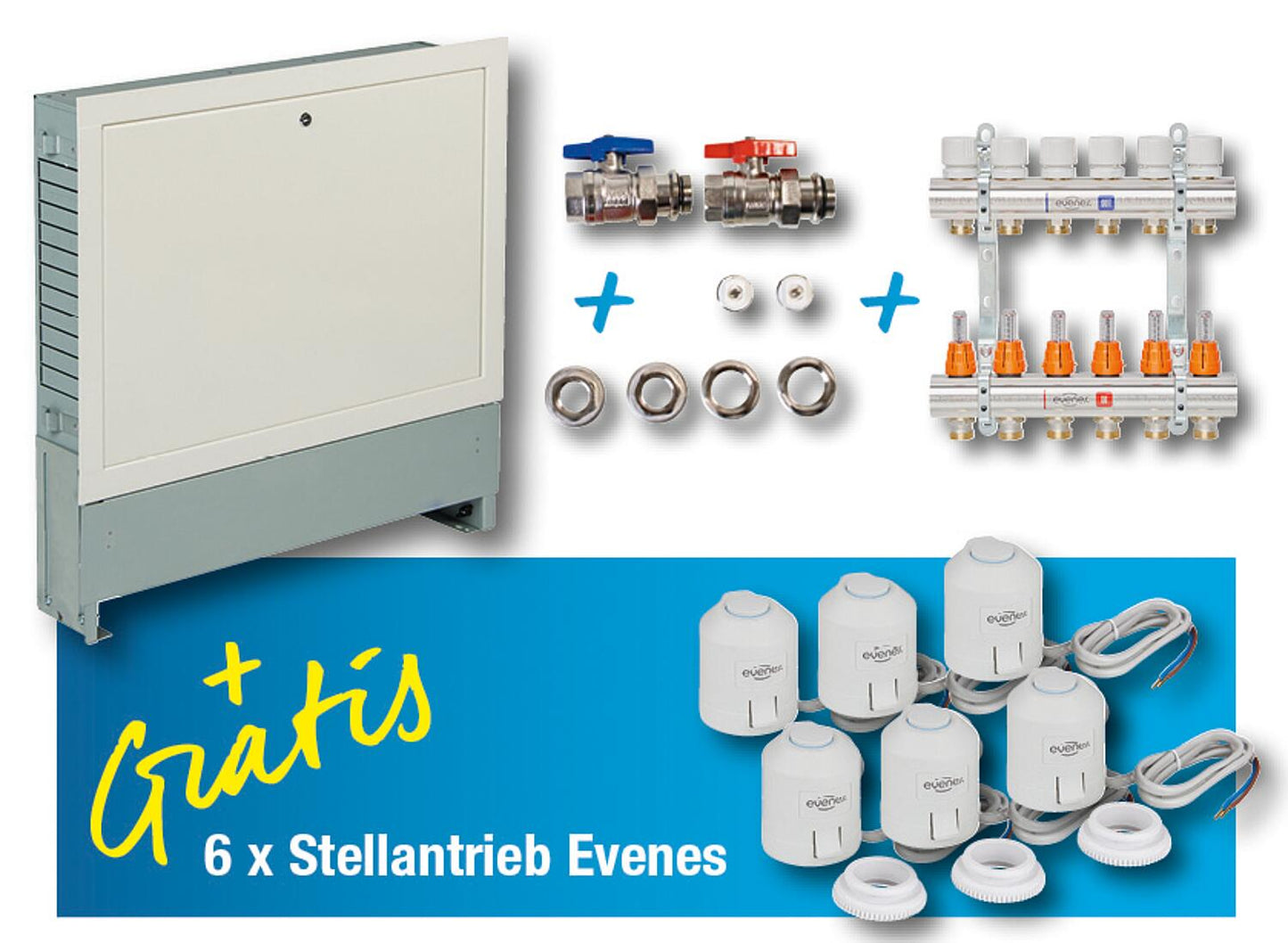 Underfloor heating manifold set for 6 heating circuits + free gift