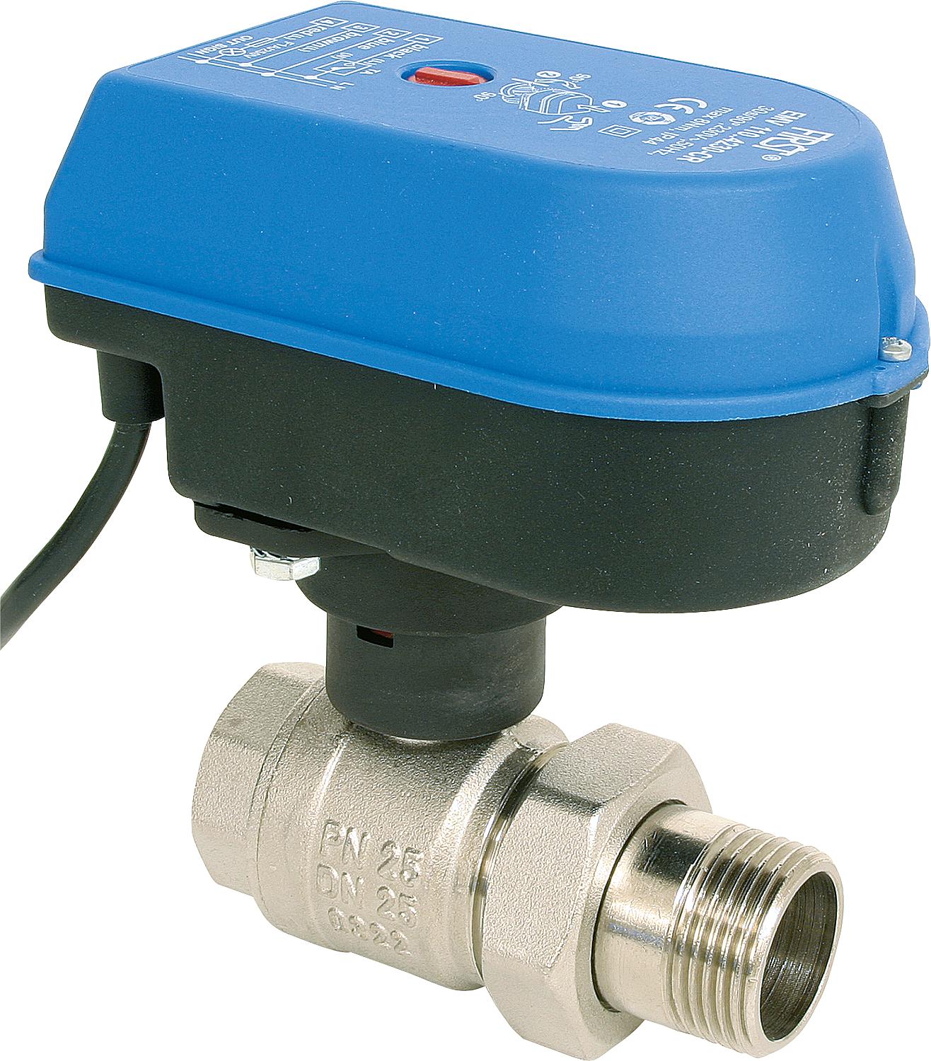 Vannes à bille électromécaniques en laiton BE-EMV-110 Série Compact 603, raccord fileté femelle x vis