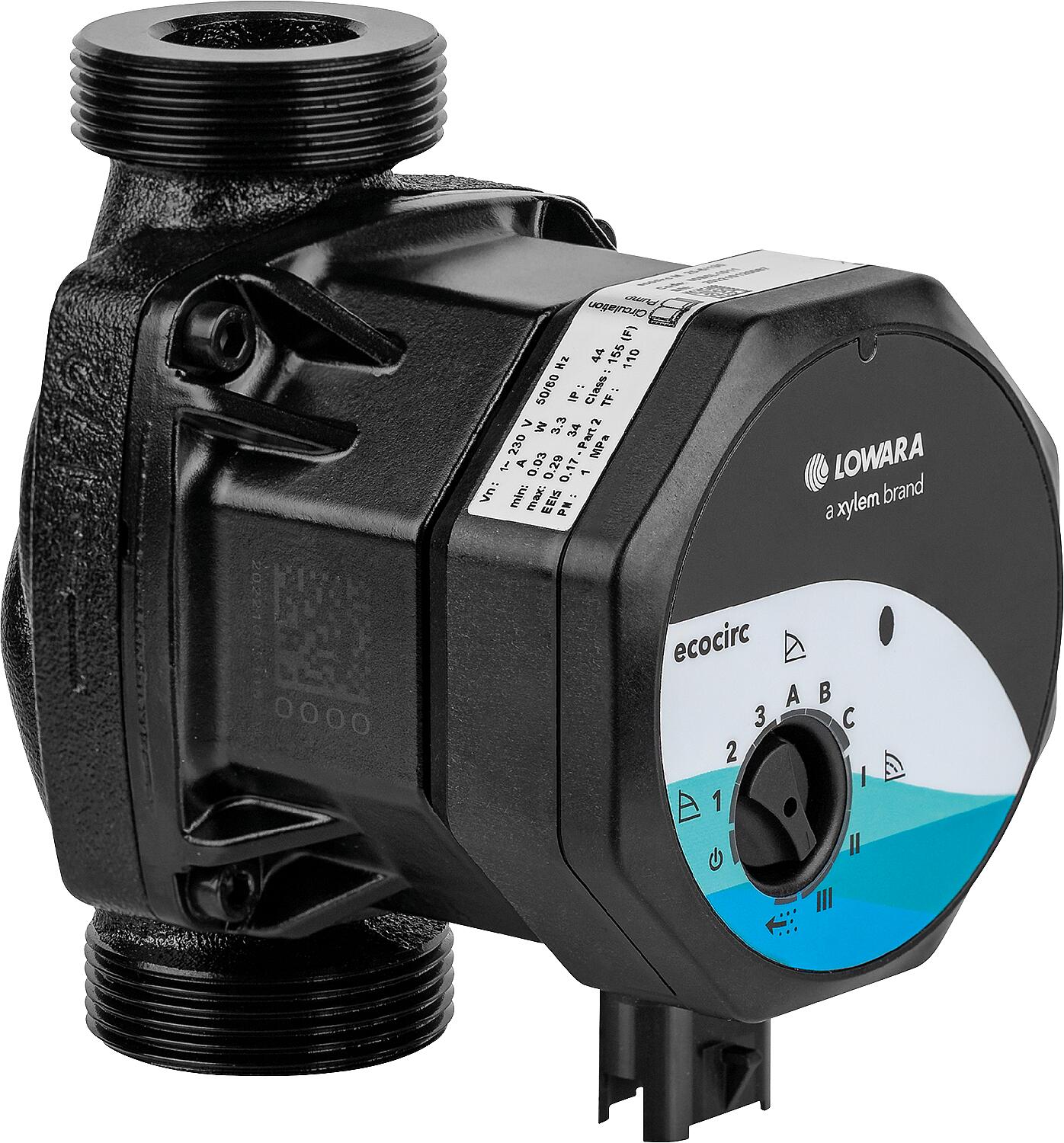 Lowara ecocirc L 15-8 heating circulation pump, DN15(1/2"), PN10, 230V, installation length 130mm