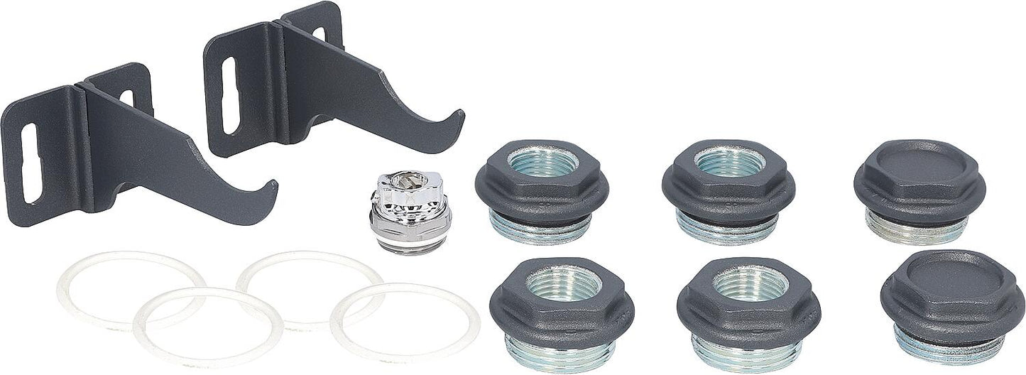 Connection and mounting kit for Blitz Super B4 aluminum radiators, color Slate Grey (RAL 7015 Matt)