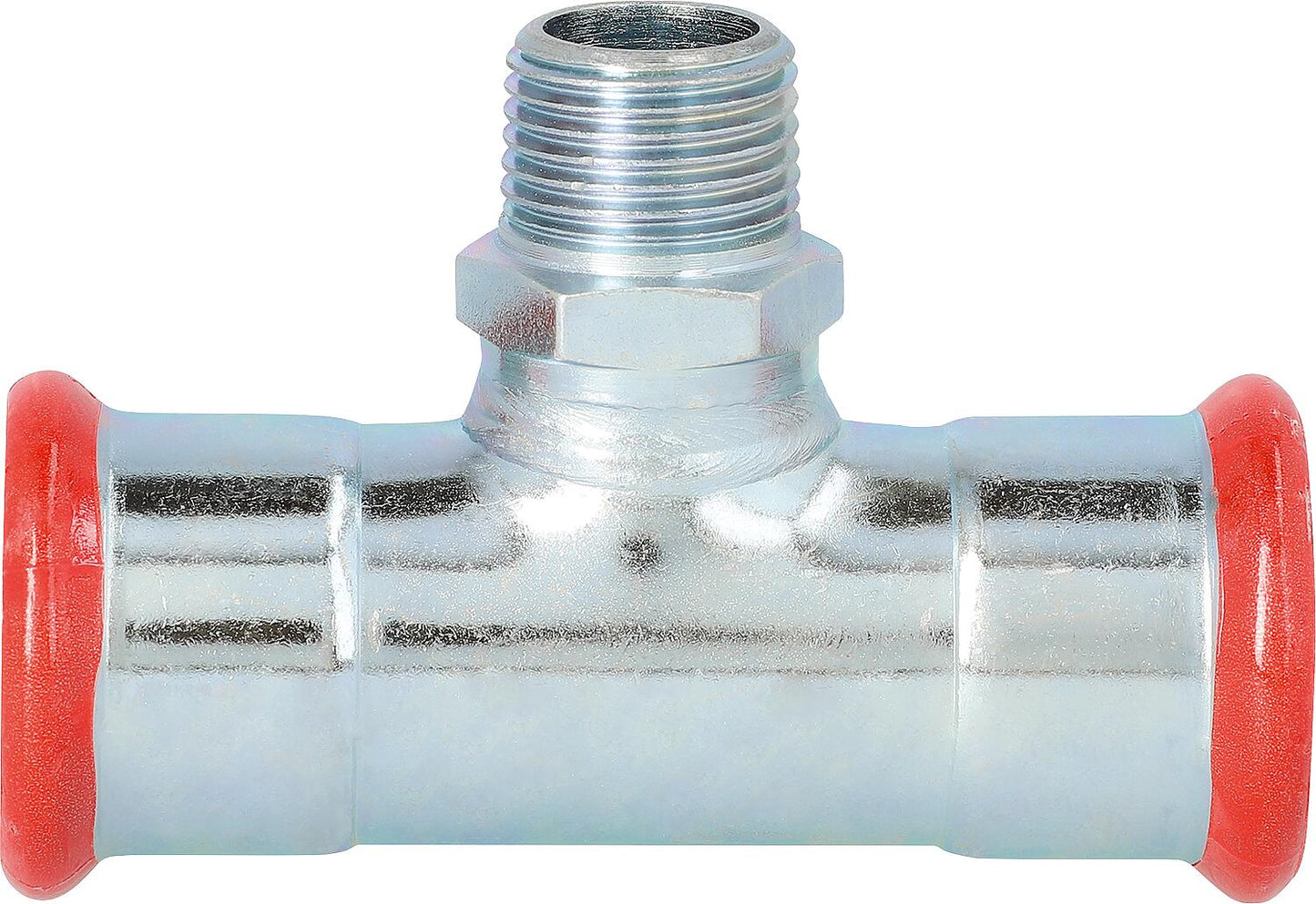 Carbon steel press fitting M-profile tee (male thread) 18 - DN15 (1/2") - 18 mm