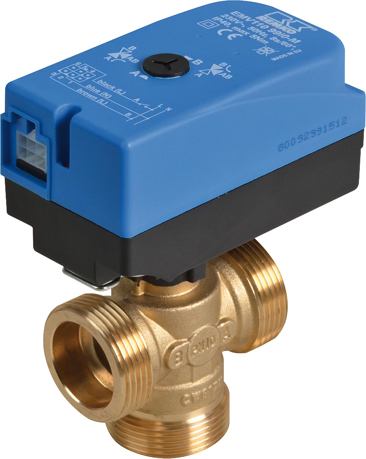 Vanne de dérivation à 3 voies, joint plat DN32 (1 1/4")