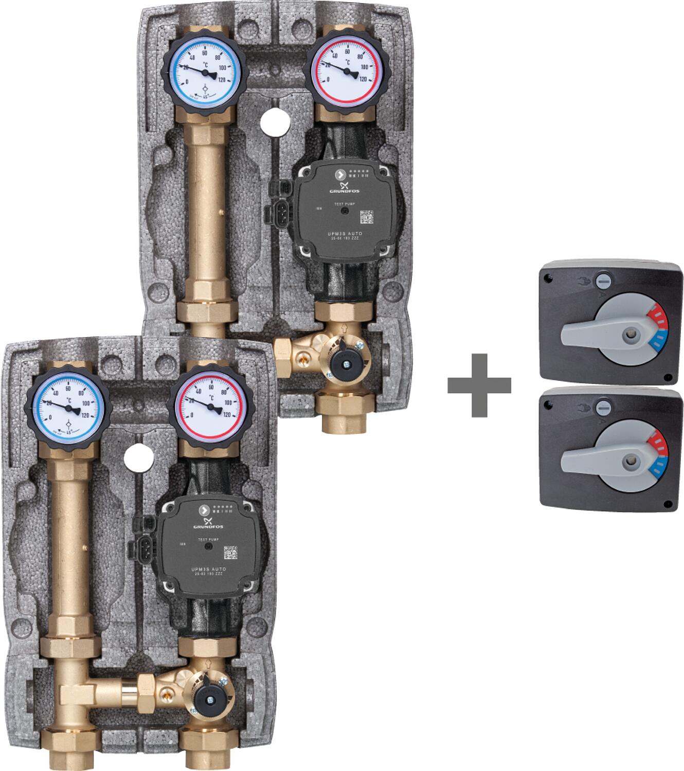 Offre spéciale : 2 circuits de chauffage Easyflow DN25 (1") avec mélangeur 3 voies + 2 moteurs de mélangeur Easyflow