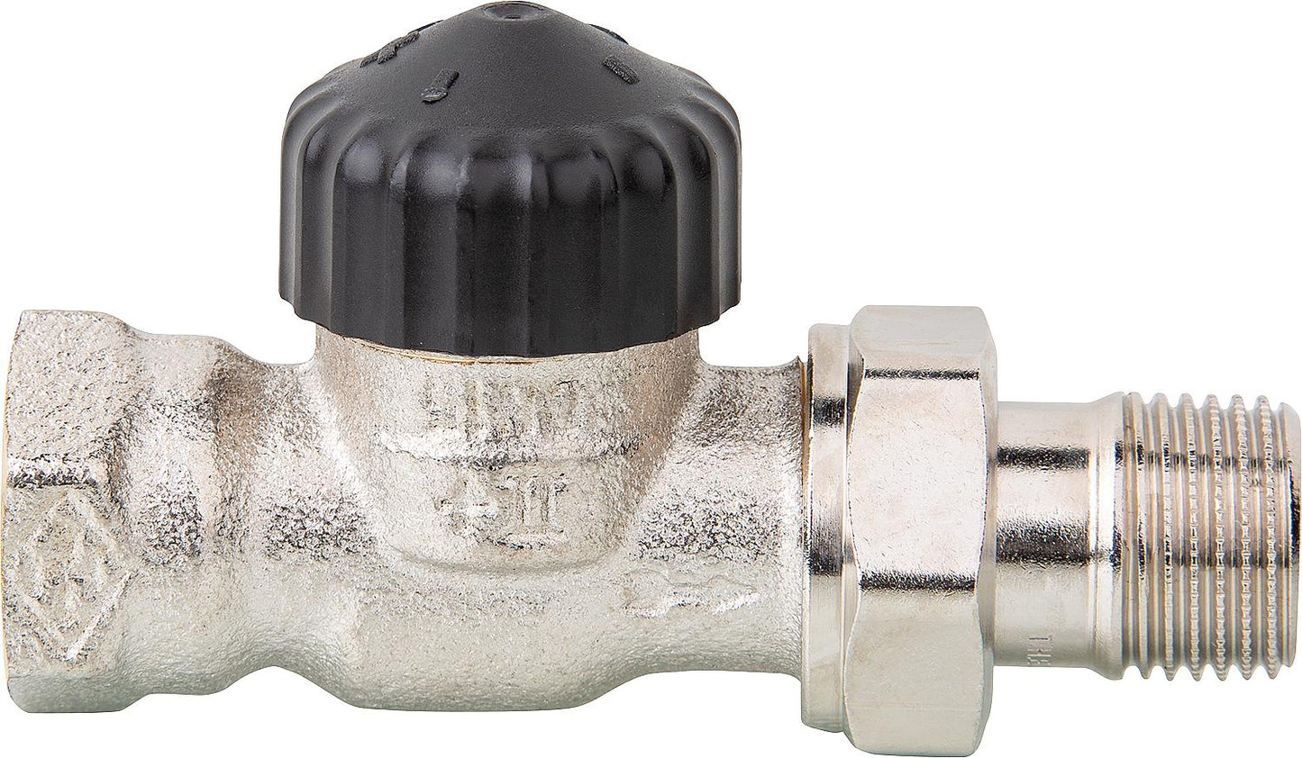Heimeier thermostatic valve, red brass, nickel-plated, R 3/8" straight-through