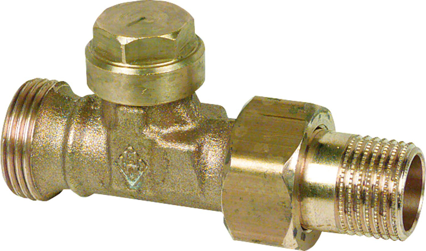Return fitting DN 15 connection R 1/2 fitting with shut-off valve and fine adjustment