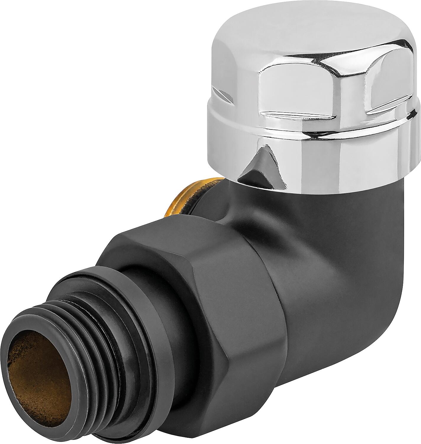 Thermostatic valve 130NN S, black DN15 (1/2"), angle corner left
