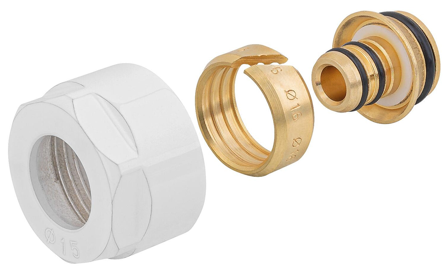 Compression ring fitting white Ø16mm x DN20(3/4") Eurocone, PU=2 pieces