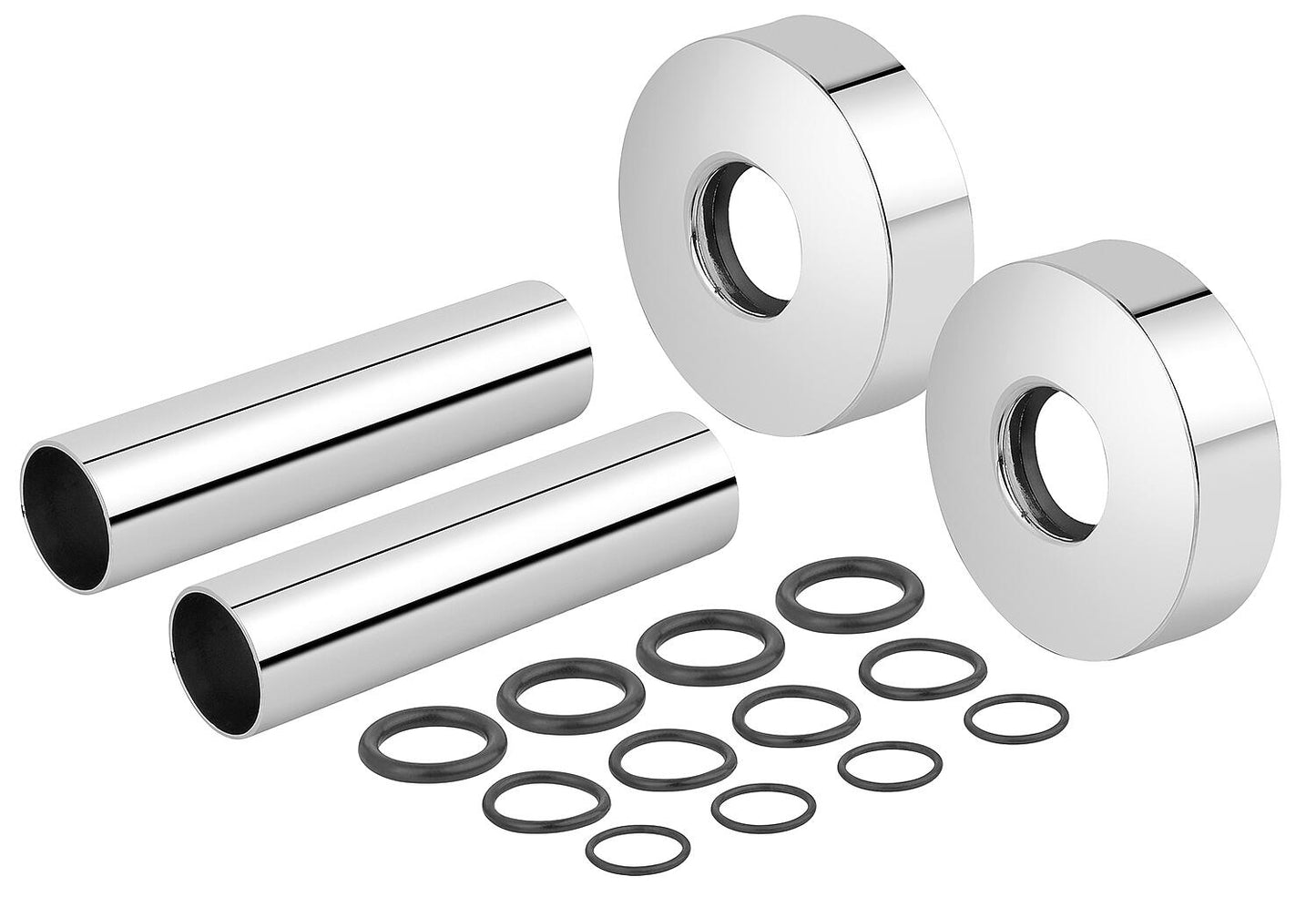 Single rosette and trim set, chrome-plated, tube length 70 mm