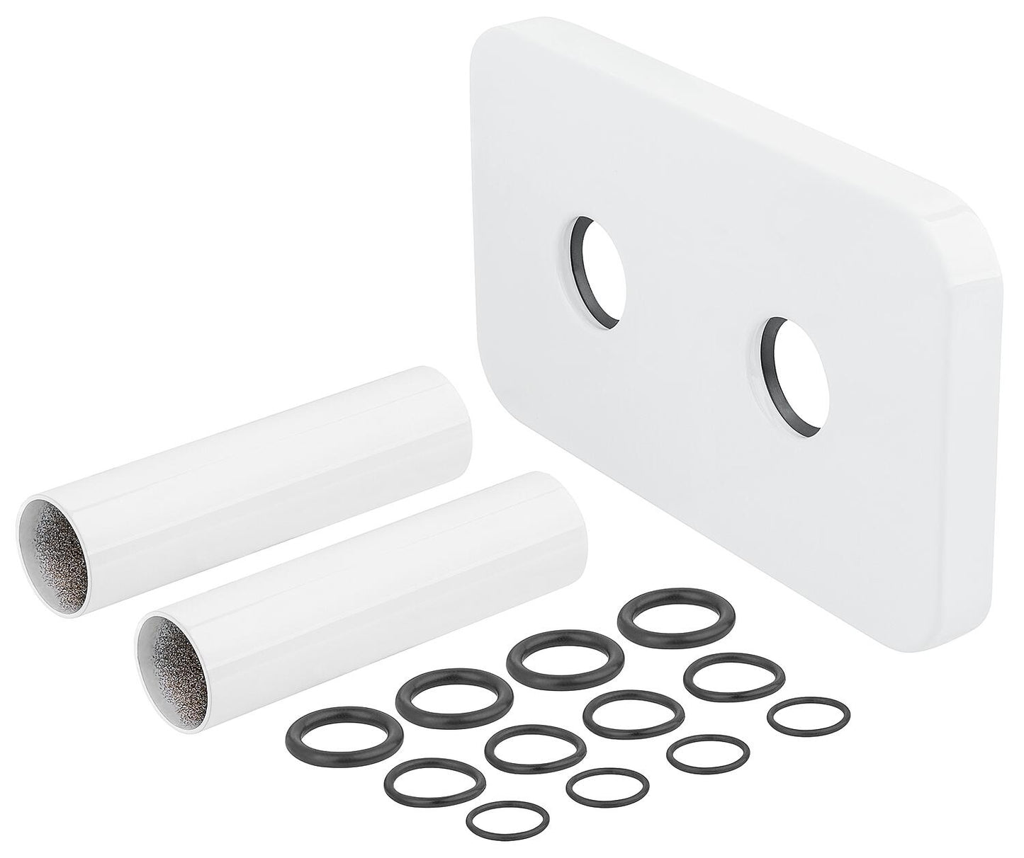 Ensemble de rosace double et garniture, blanc, longueur du tuyau 70 mm