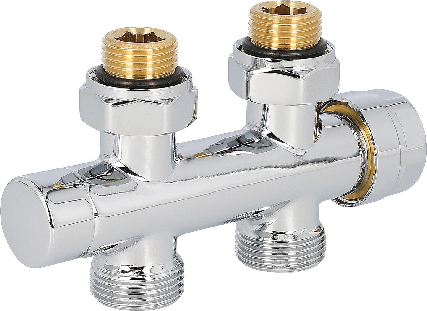 Thermostat-Ventilblock 343TA verchromt DN20 (3/4"), Eckform