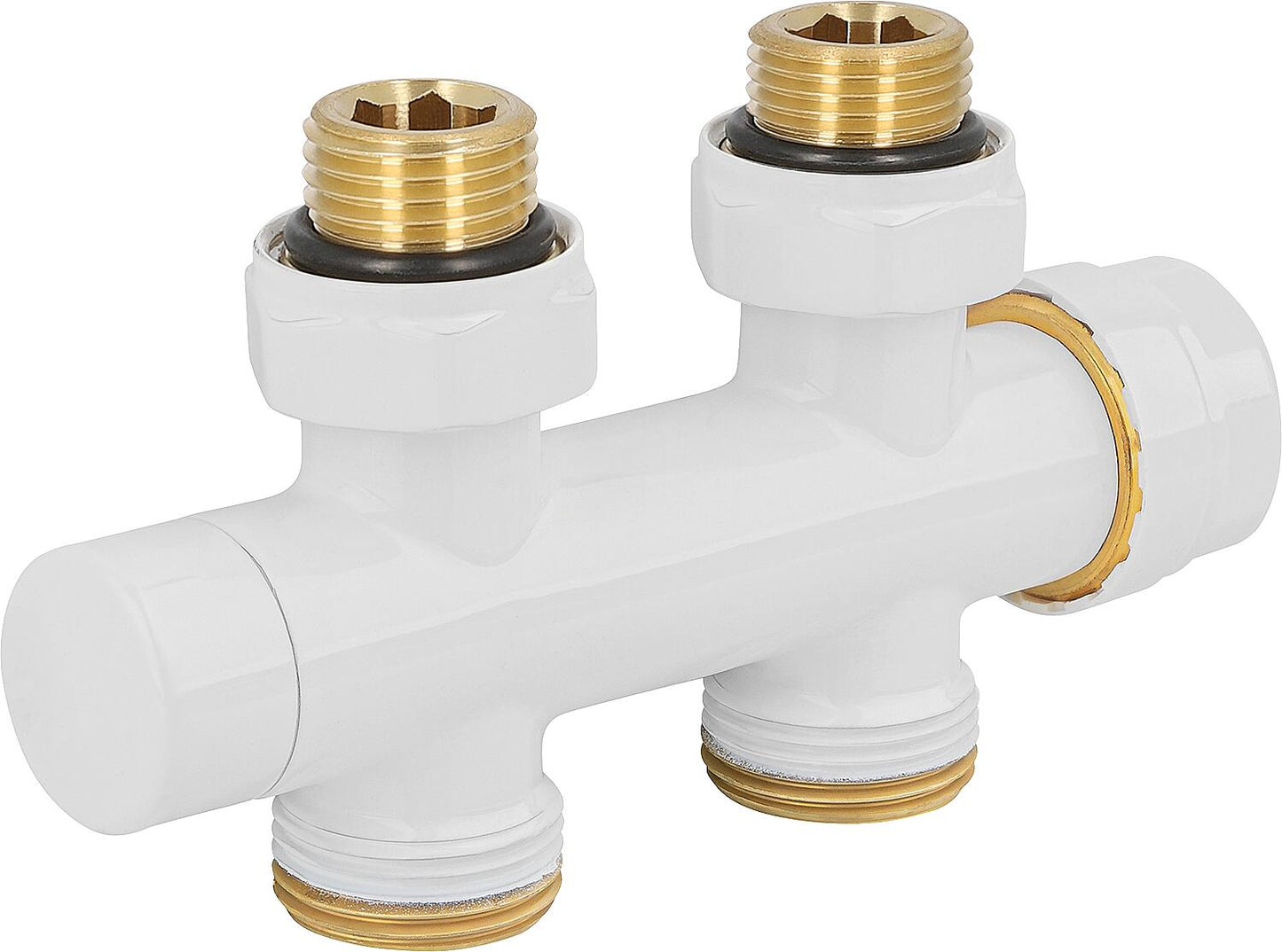 Thermostatic valve block 343TB white DN20 (3/4"), corner shape