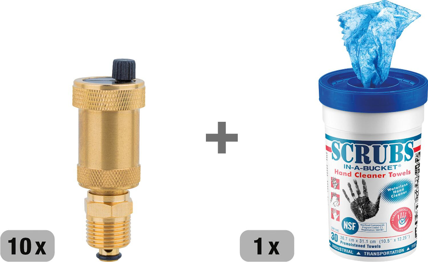 Vorteilspaket 10x Automatischer Entlüfter mit Absperrventil DN 15(1/2"), + 1x 73 019 41 gratis