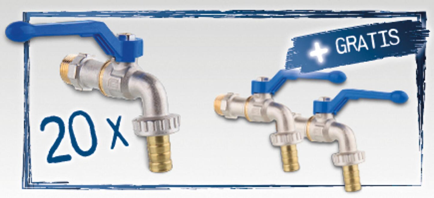 20x Auslaufkugelhahn Silver DN15(1/2") + 2x Gratis