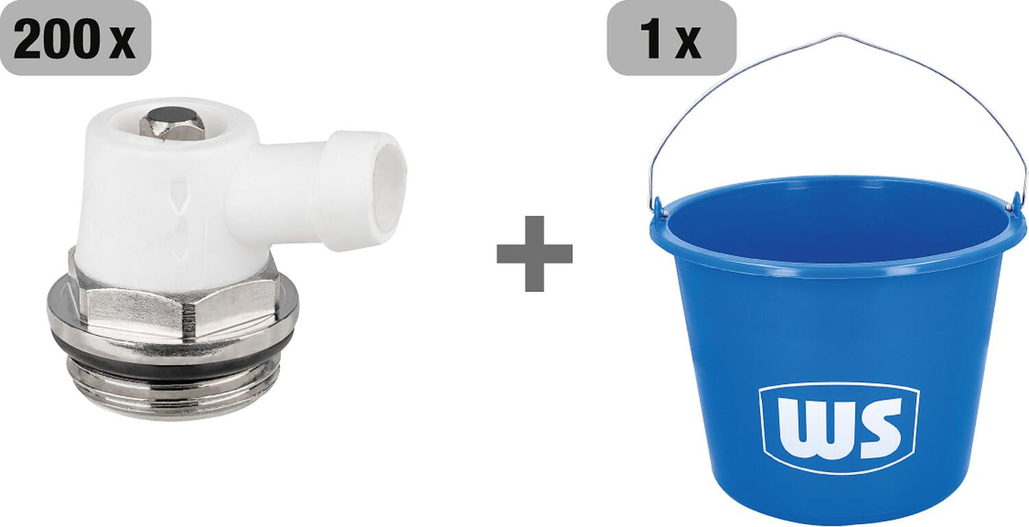 Value pack of 200x rotatable drain plugs 1/2" incl. WS bucket