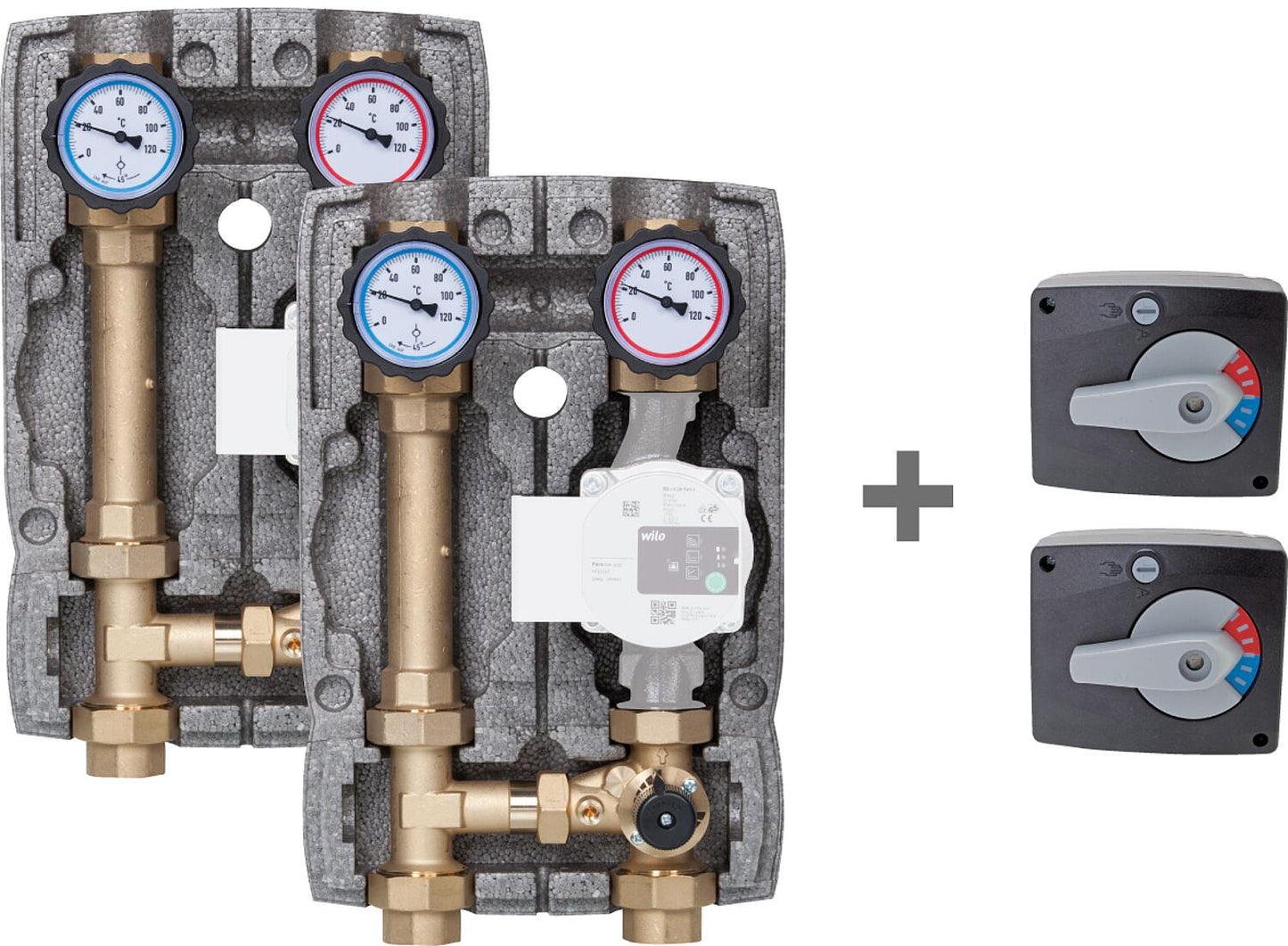 Offre spéciale : 2x circuit de chauffage mixte Easyflow DN25(1") + 2x moteur de mélange Easyflow 230 V, 140 S.