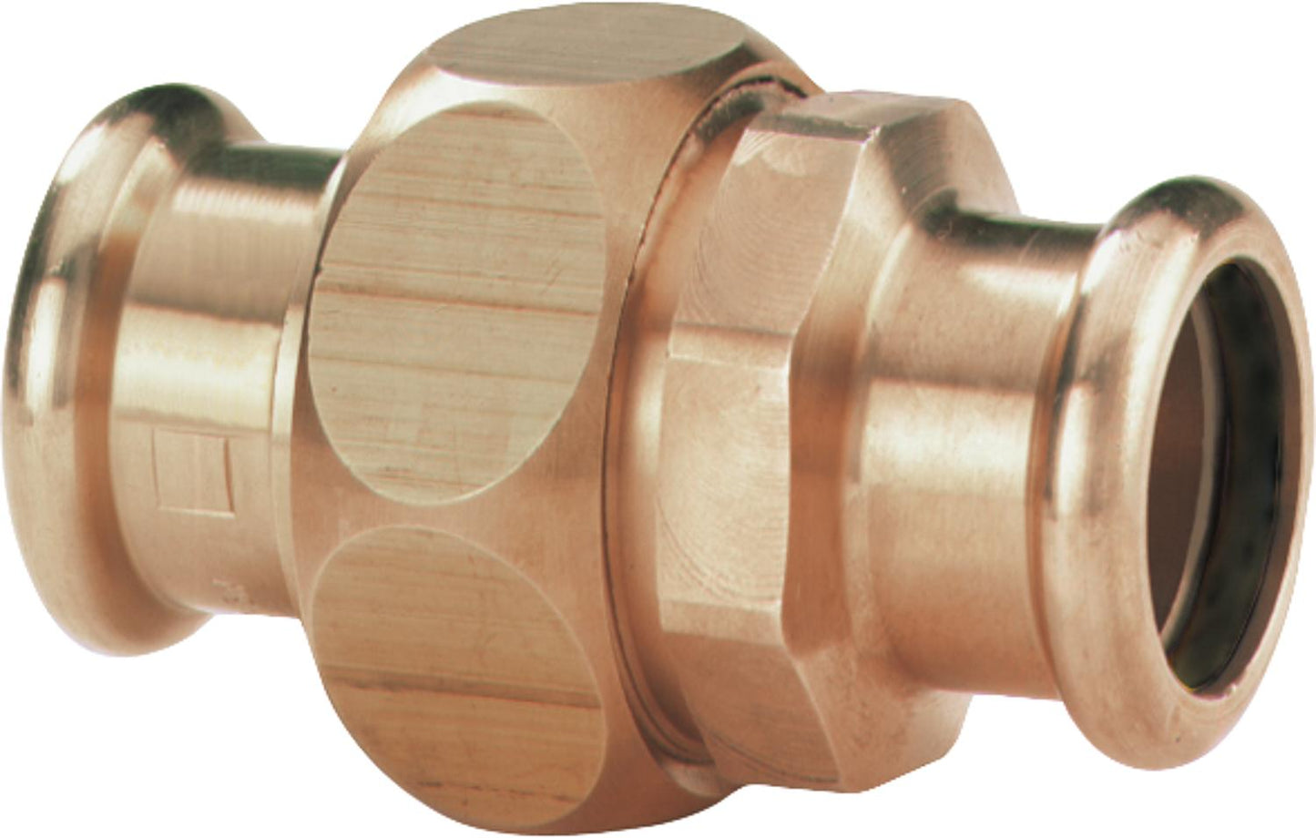 Red brass press fitting M-contour screw connection i/i, Ø 15 mm, type 6330 flat sealing