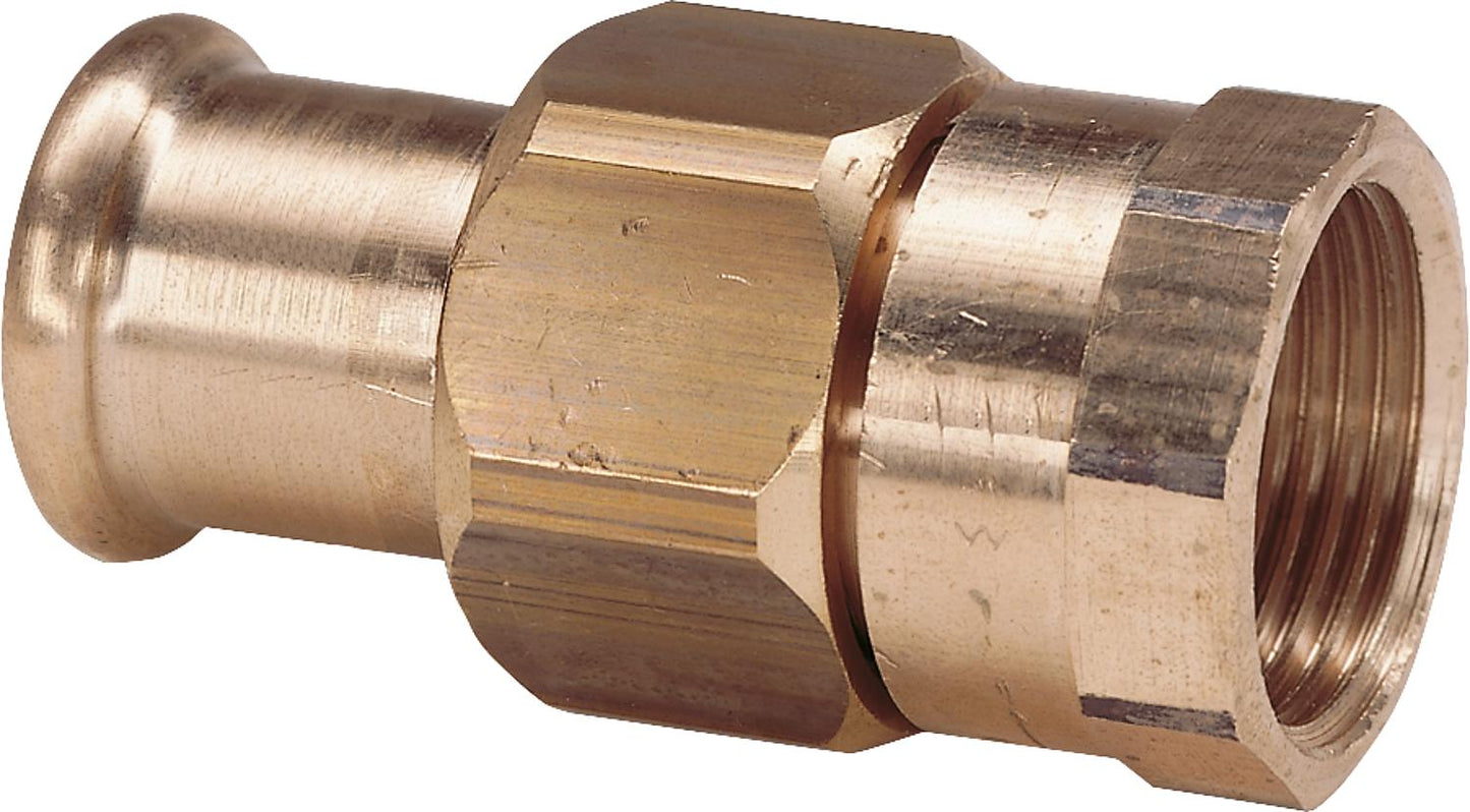 Red brass press fitting M-profile screw connection i/i 15x1/2" IG type 6330g, flat sealing