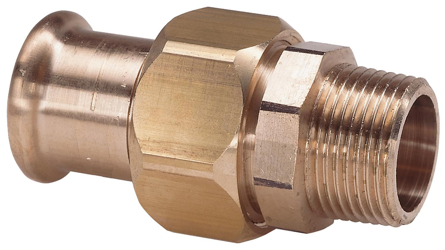 Red brass press fitting M-contour screw connection i/a 15x1/2" AG type 6331g, flat sealing