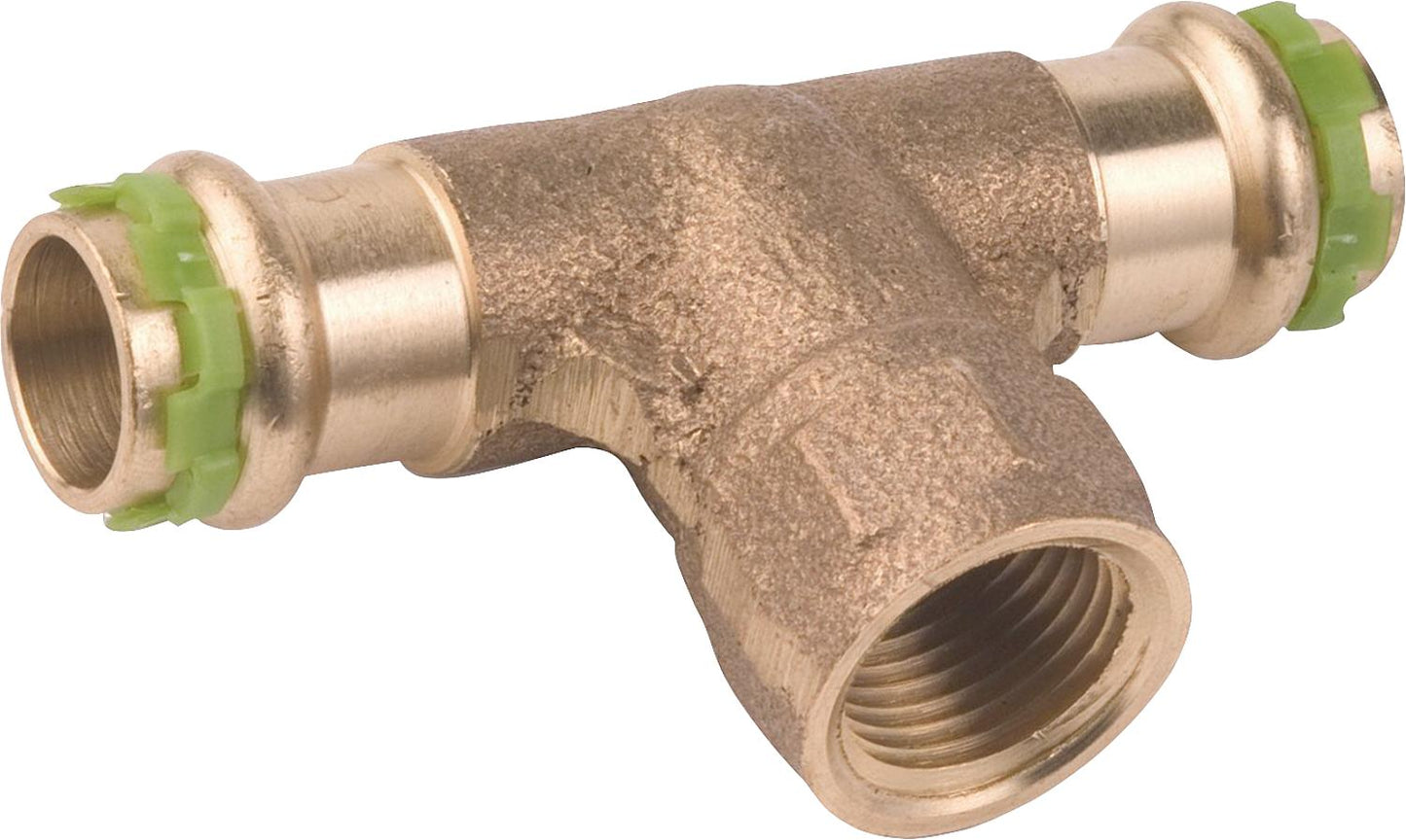 Red brass press fitting V-contour tee with female thread 12x1/2x12 P 4130 G