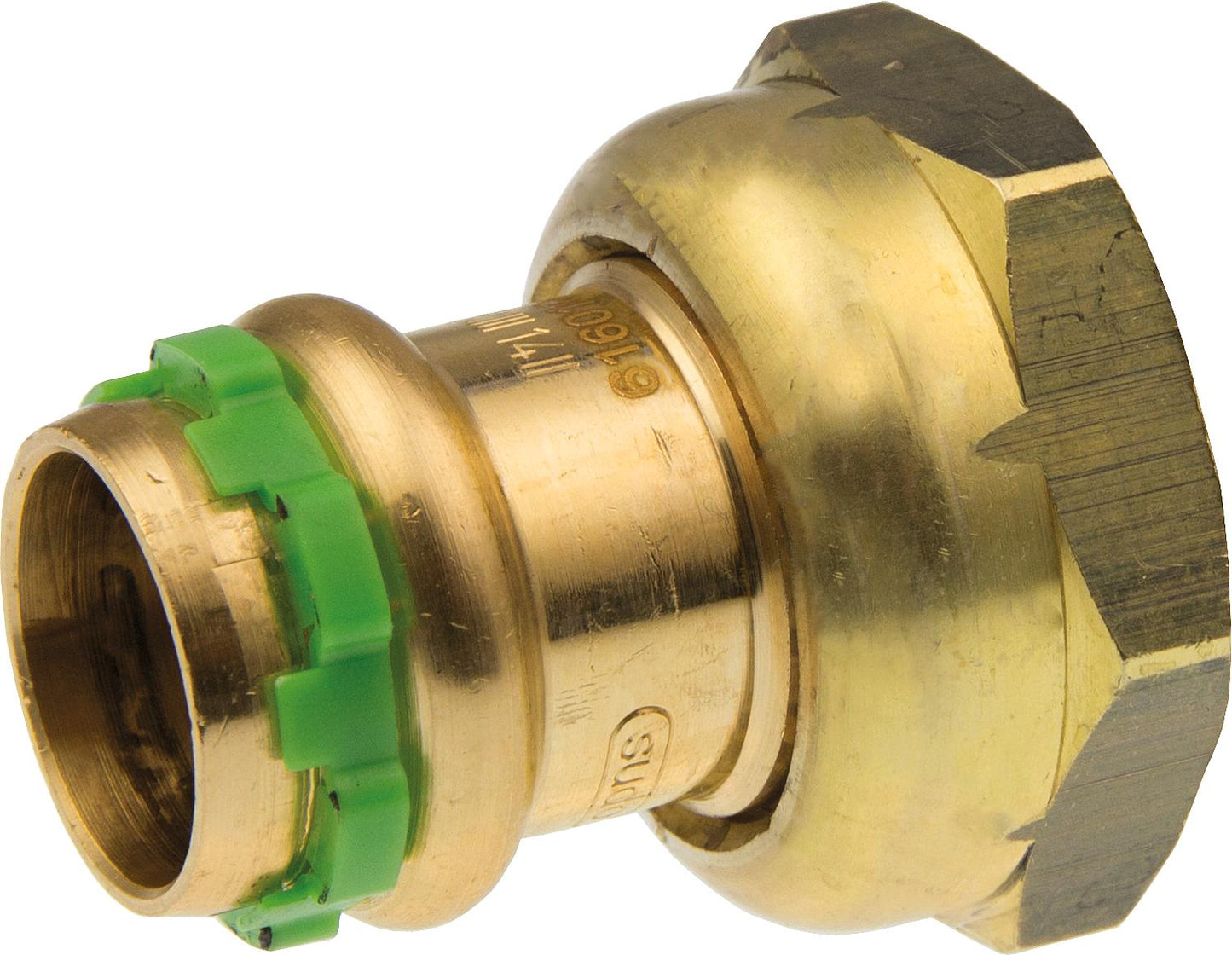 Copper press fitting V-contour half screw connection with press barb, 12 mm x 3/8", VC5359