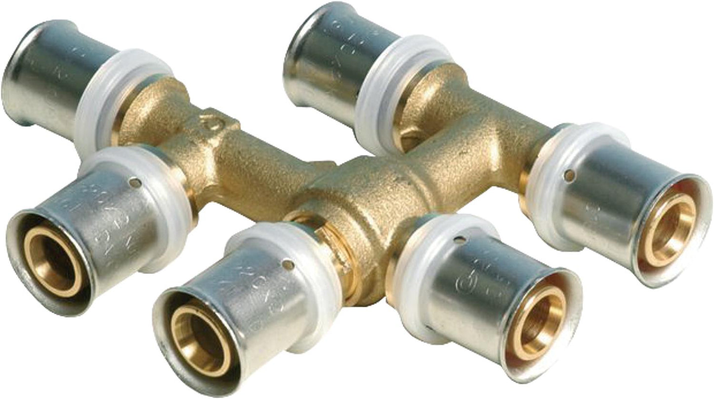 Press fitting for MSVR TH contour riser, connection set with 6 connections 16x2-16x2-16x2