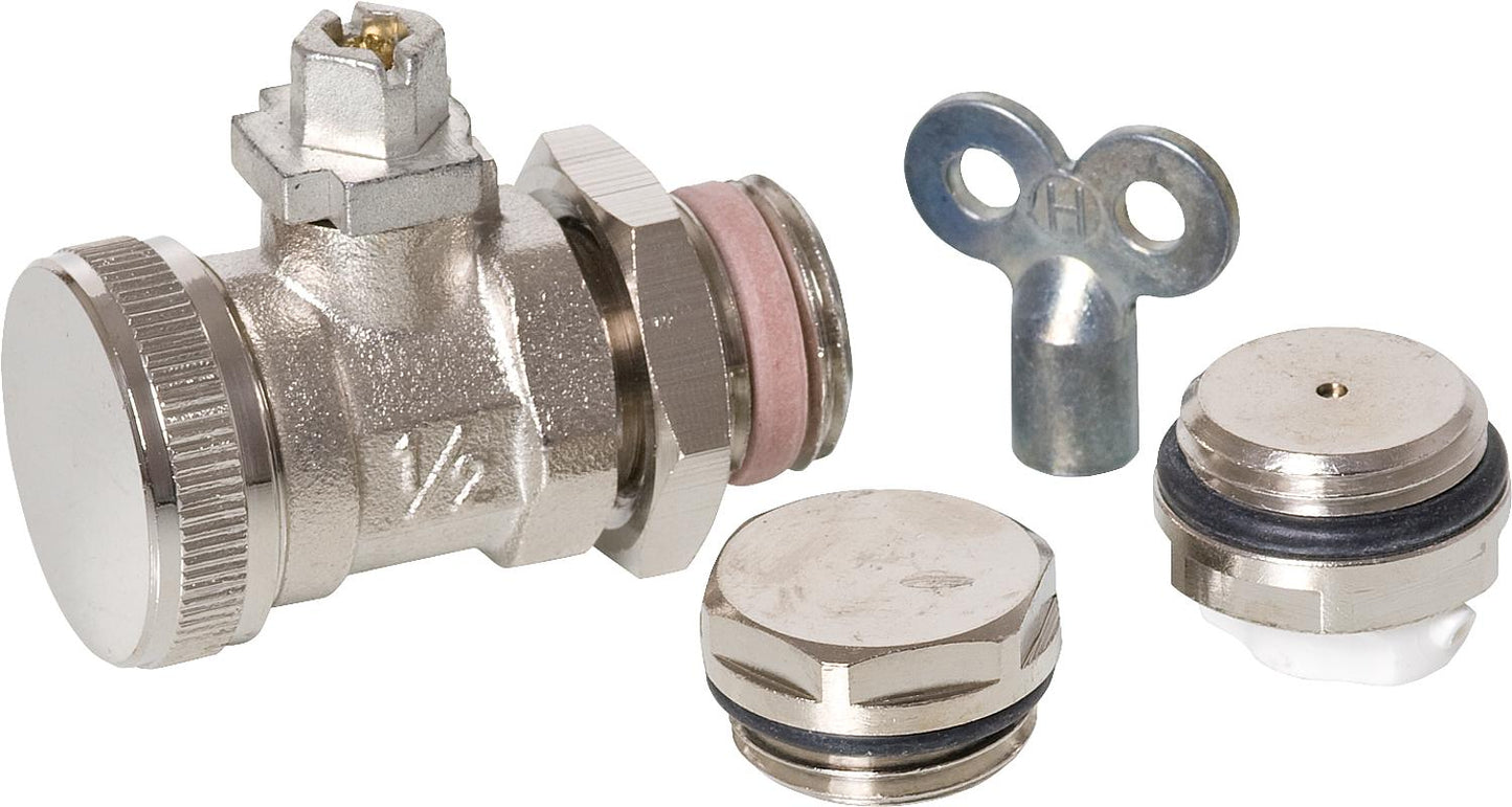 Kit de ventilation et de vidange auto-obturant de 1/2 pouce, comprenant bouchon, soupape de ventilation et robinet de vidange