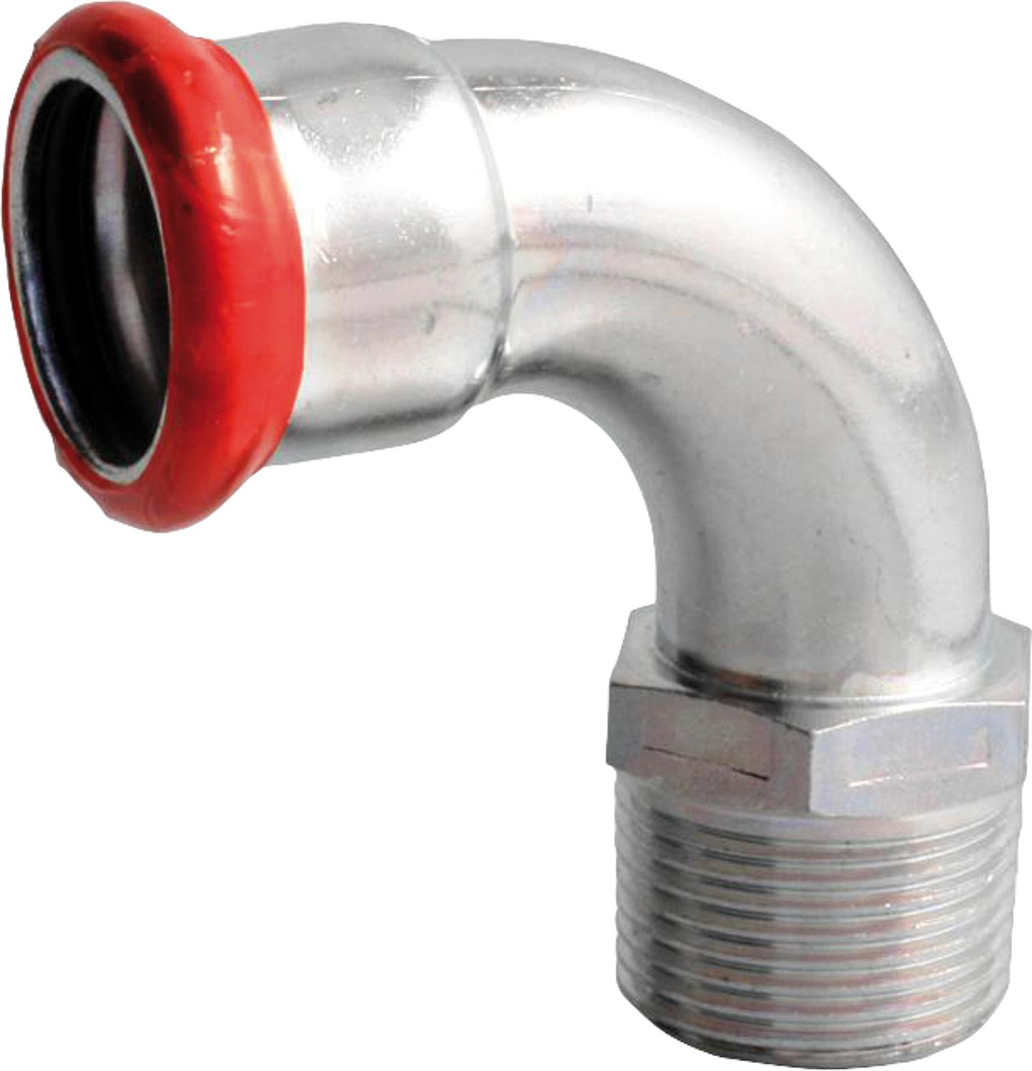 Carbon steel press fitting M-contour transfer bend (i/AG) 22mm x DN15 (1/2")