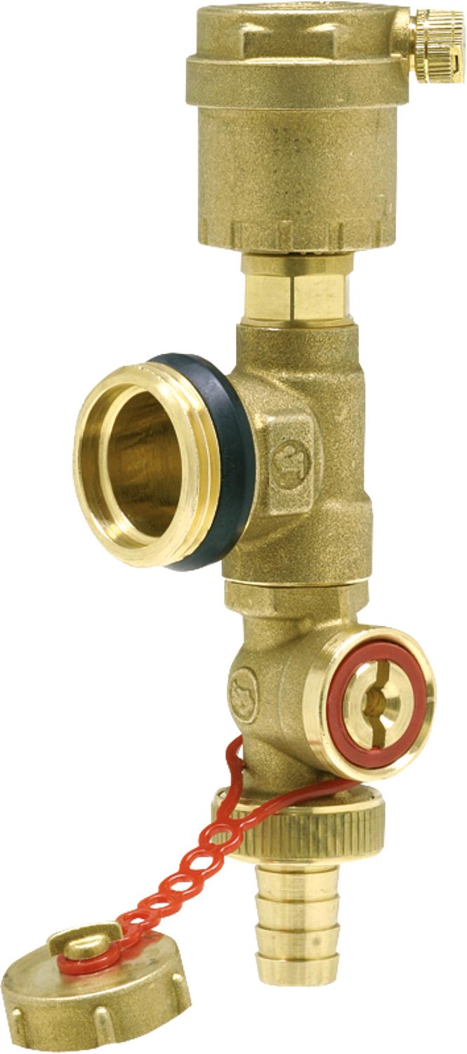 1" self-sealing end piece with automatic air vent and drain valve