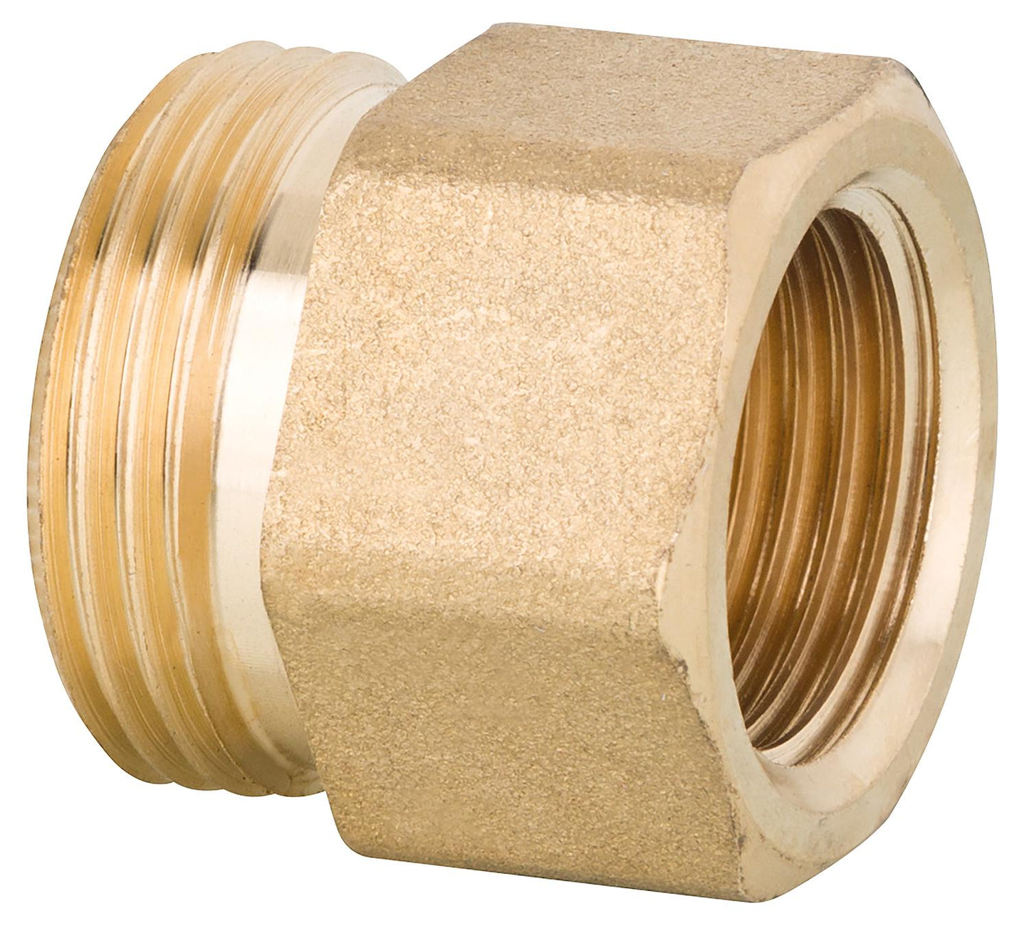 Screw connector, through-hole male x female, 1/2" female x Eurok, brass, bare