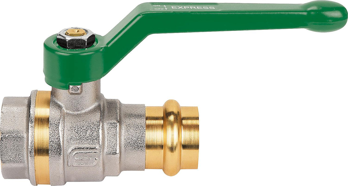 Vanne à bille en laiton avec raccord à pression fileté femelle et levier manuel en aluminium 35 x 1 1/4"