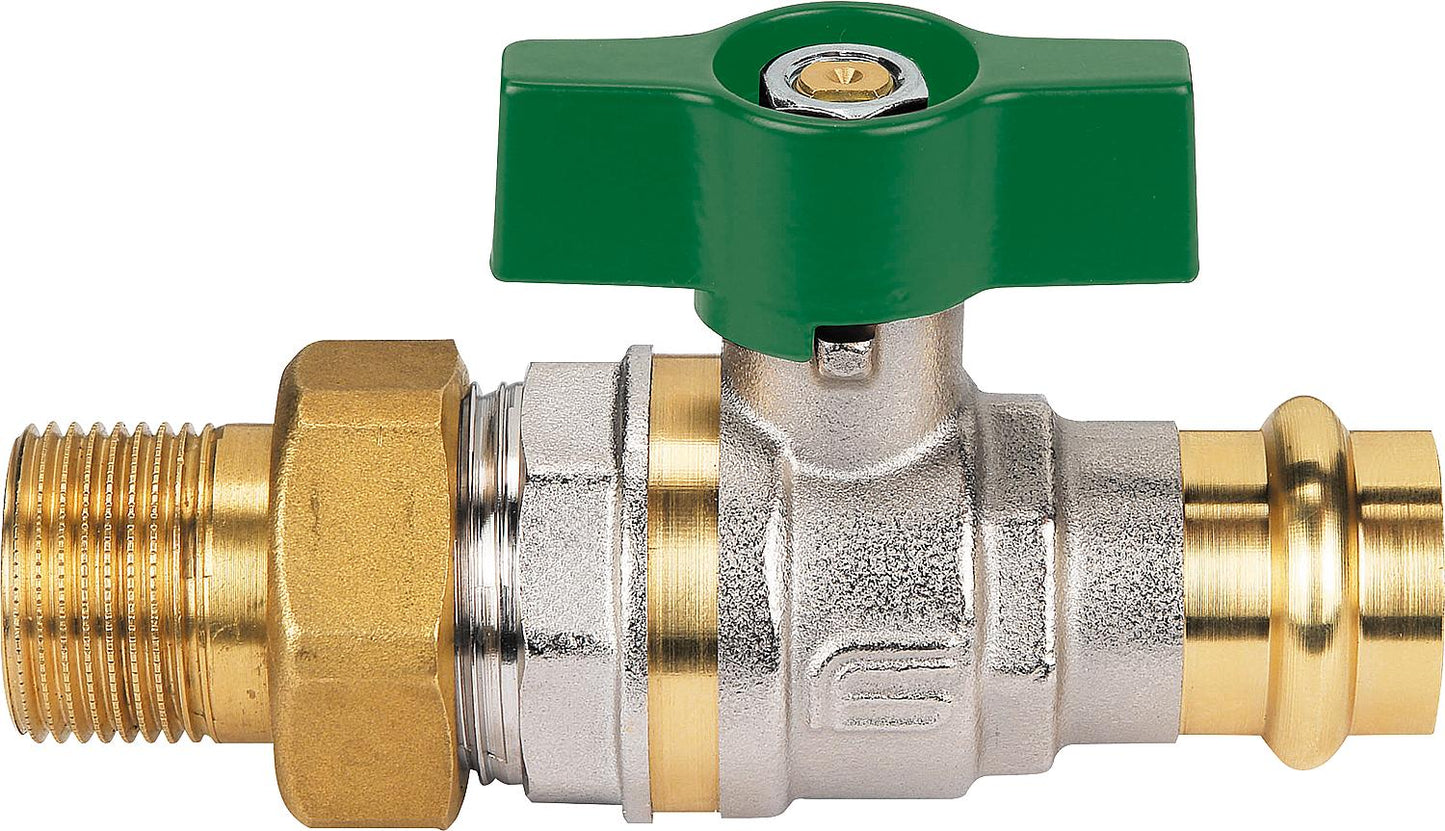 Brass ball valve screw connection press fitting with wing handle 15 x 1/2"