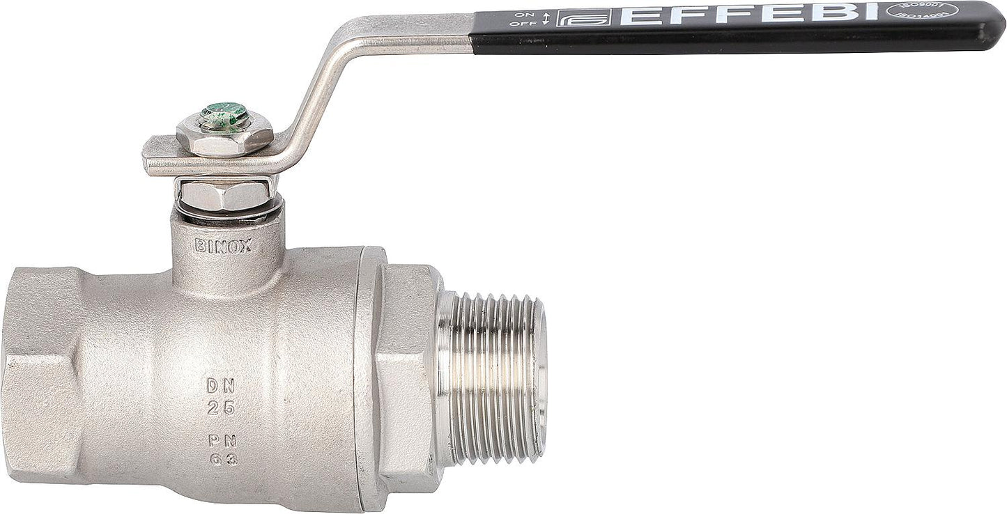 Edelstahlkugelhahn AG x IG, mit Stahl-Hebel