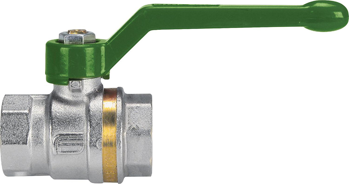 Brass ball valve ASTER ACS IG/IG 3/8`` DVGW-certified with green aluminum hand lever