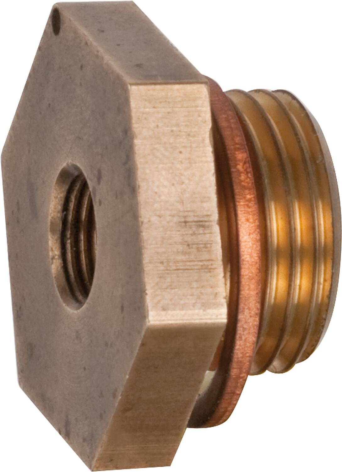 Threaded adapter DN15 (1/2") x M10 with sealing hole including copper gasket