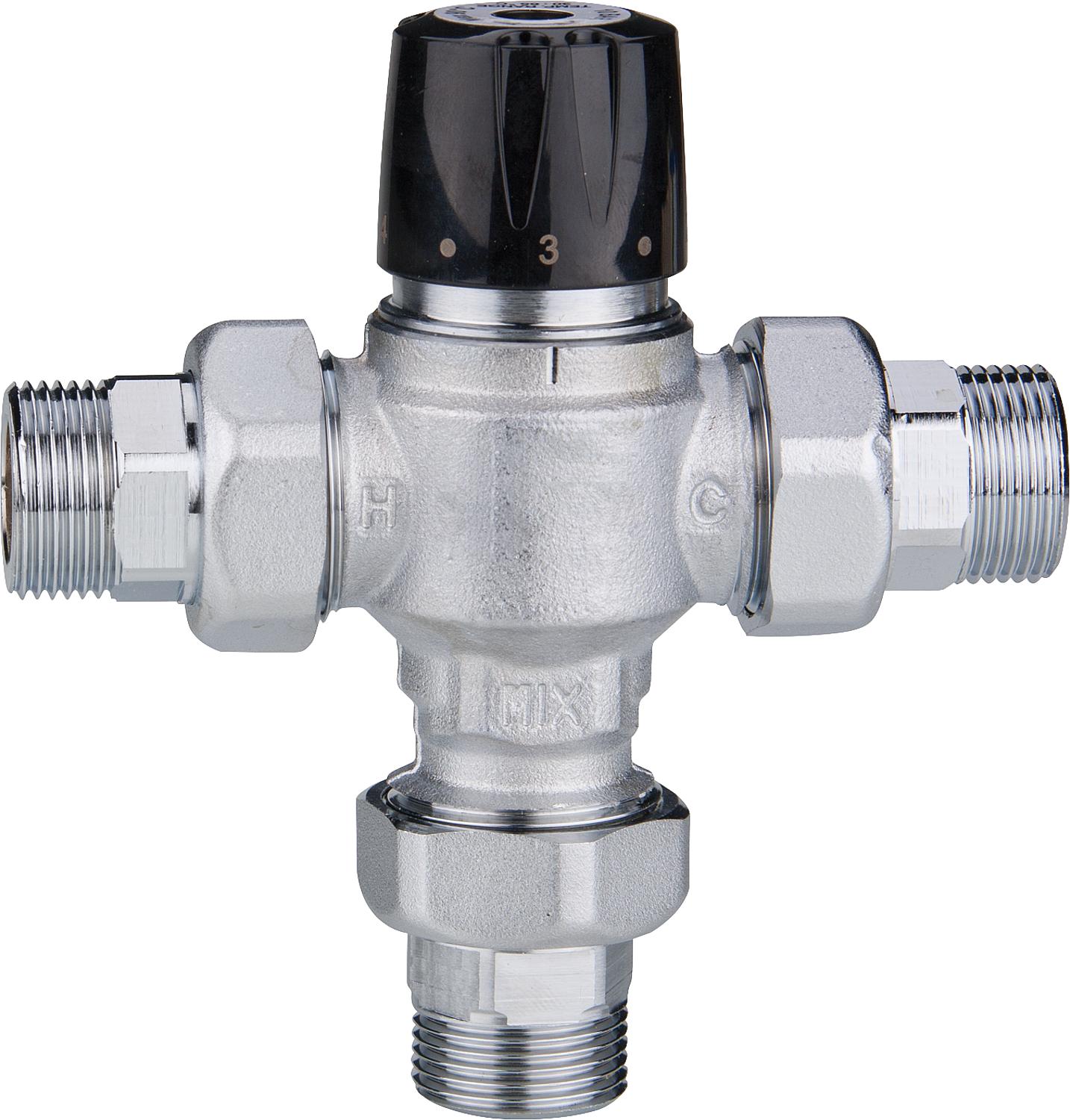 Brauchwassermischer Easyflow Mix 799, 30-65°C, Kvs 1,5, DN15 (1/2") AG, inkl. Verschraubung