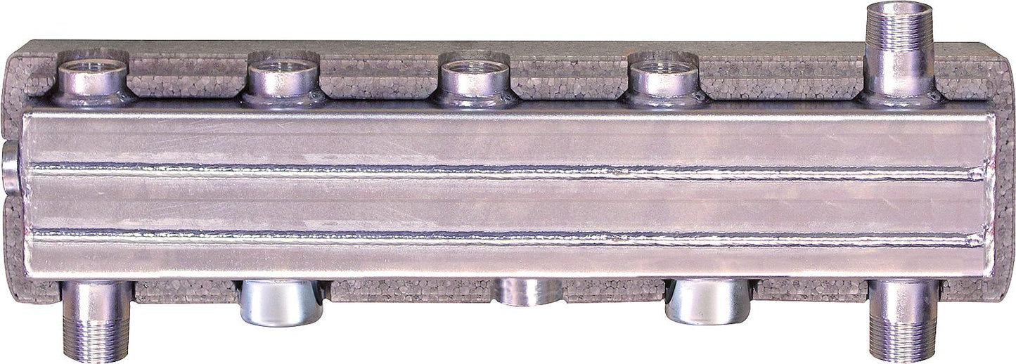 Easyflow type HV60/90W combination manifold with hydraulic separator and insulation, for 2 heating circuits