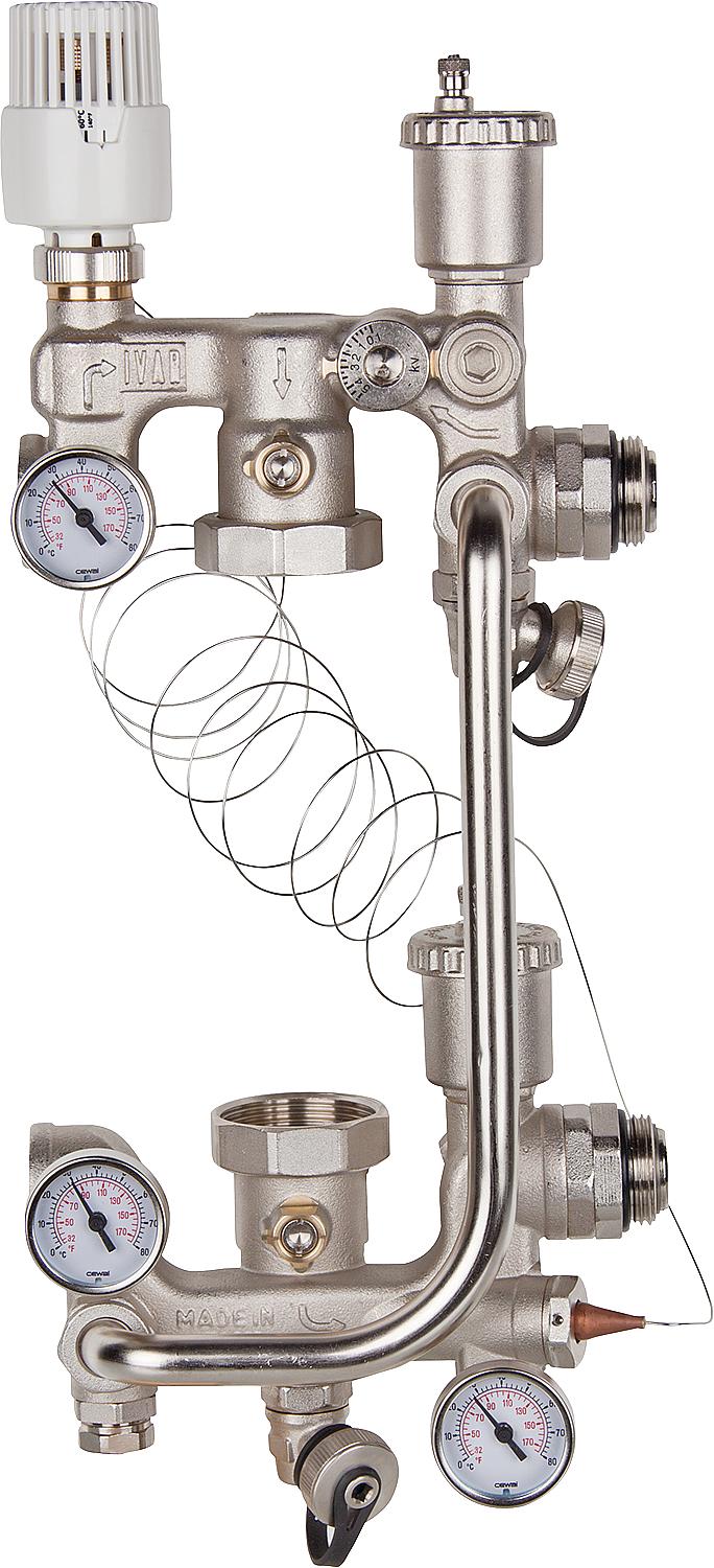 Fussbodenregeleinheit Combimix 1 für Pumpen DN25/130 mm BL, 20-60°C, ohne Bypass