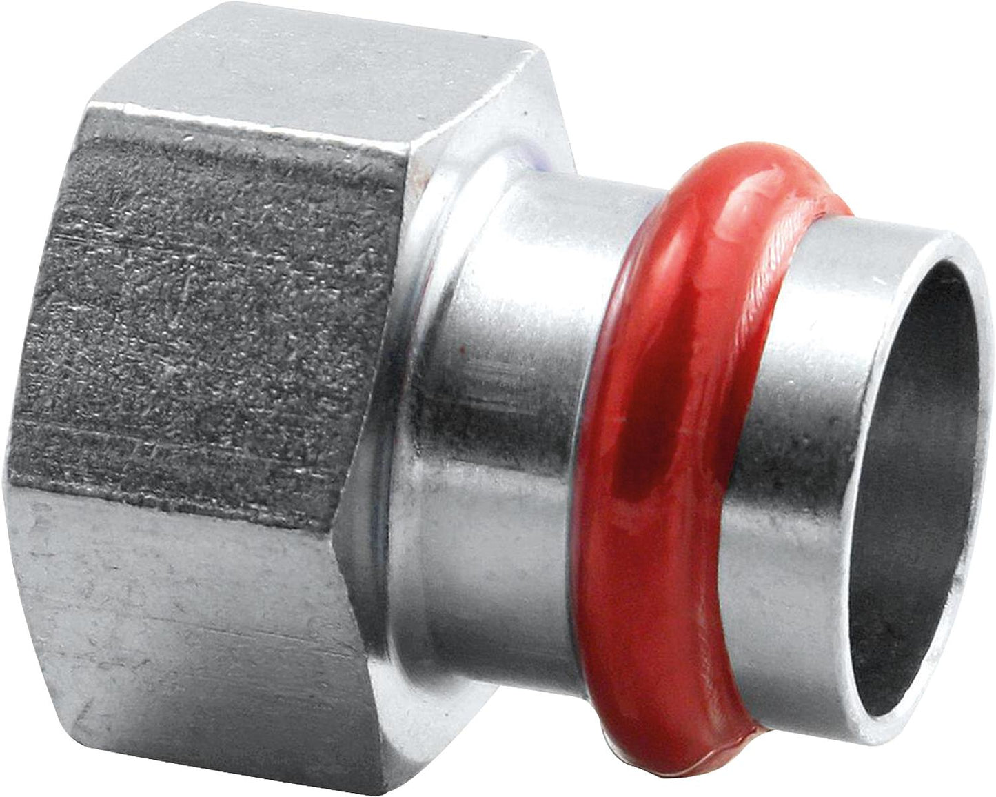 Carbon steel press fitting V-profile transition socket with IG 15 mm x DN 10 (3/8")
