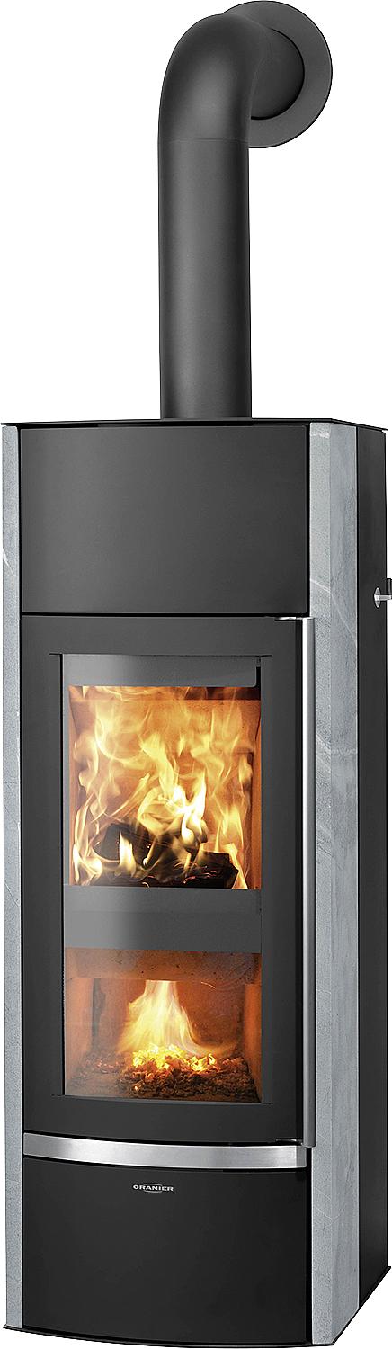 Hektos Aqua water-bearing wood-burning stove, limestone cream, body steel black