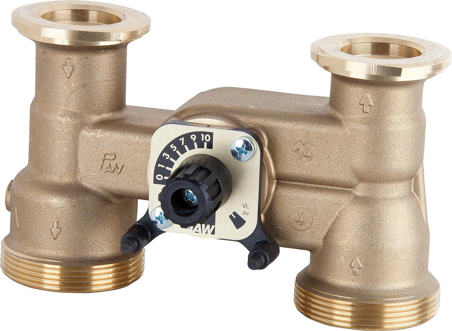 Mitigeur 3 voies DN32, F1 1/4" x G2" AG A=125 mm, axe court, goupille de verrouillage