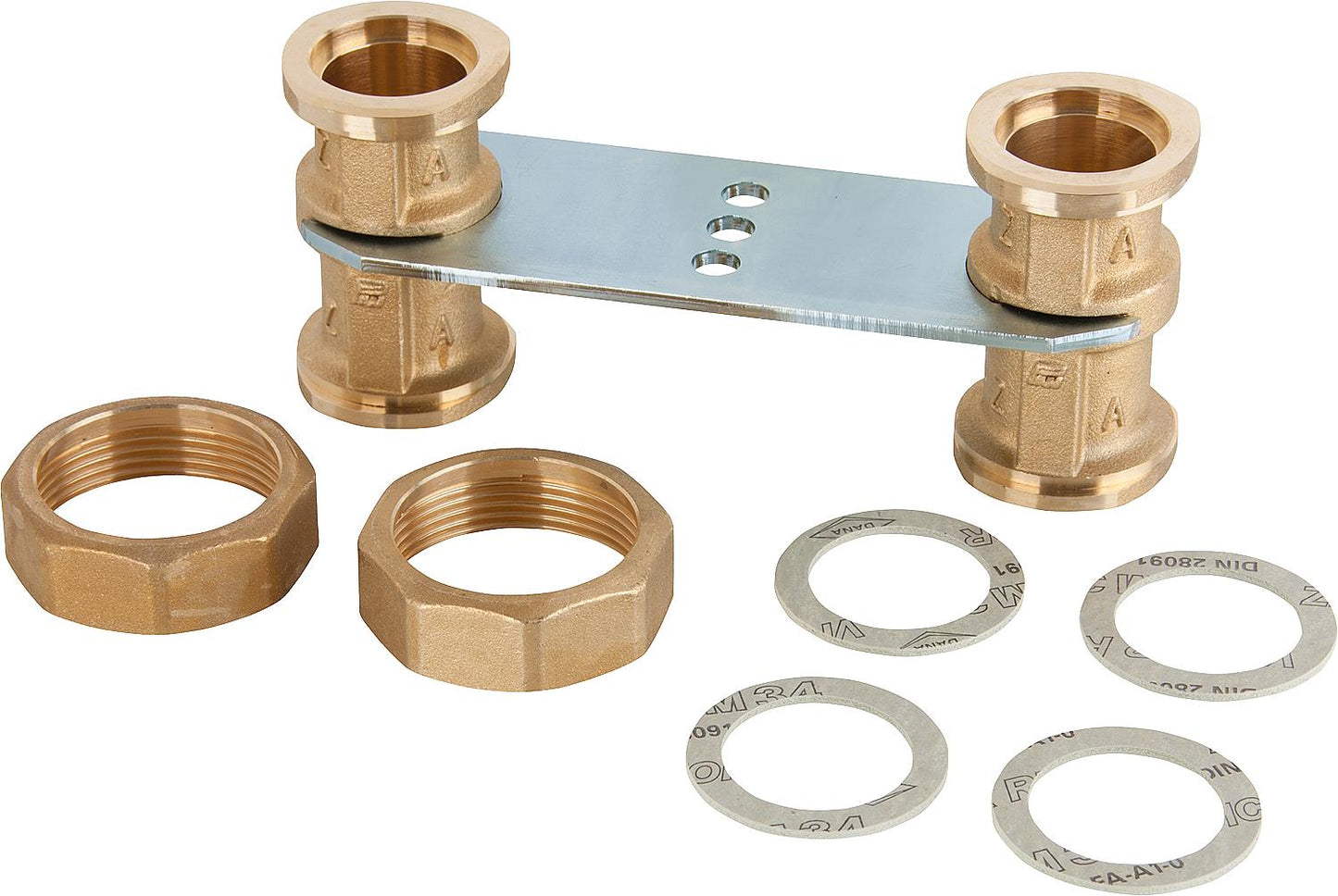 Raccord pour montage en hauteur, pour distributeur de modules DN25, 4x F1" avec 2x écrous union G1 1/2".