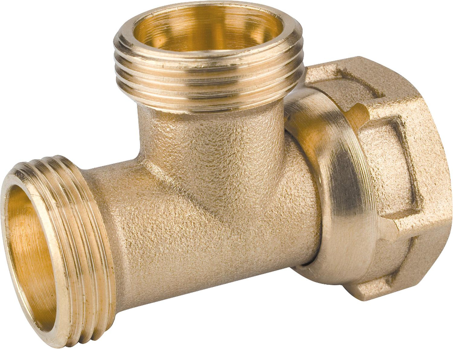 Brass T-piece with female thread 3/4" male x 3/4" male x 3/4" female