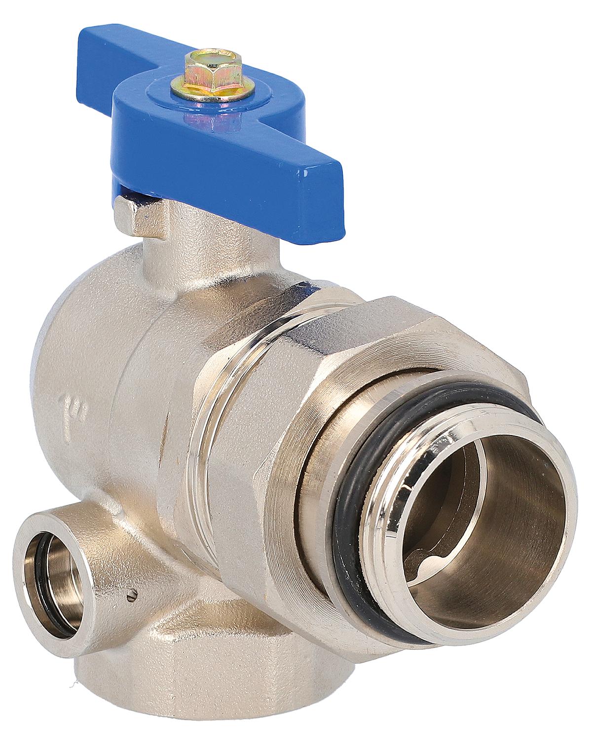 Anschluss-Kugelhahn IG/AG für Heizkreis- und Fußbodenheizungsverteiler, Eck