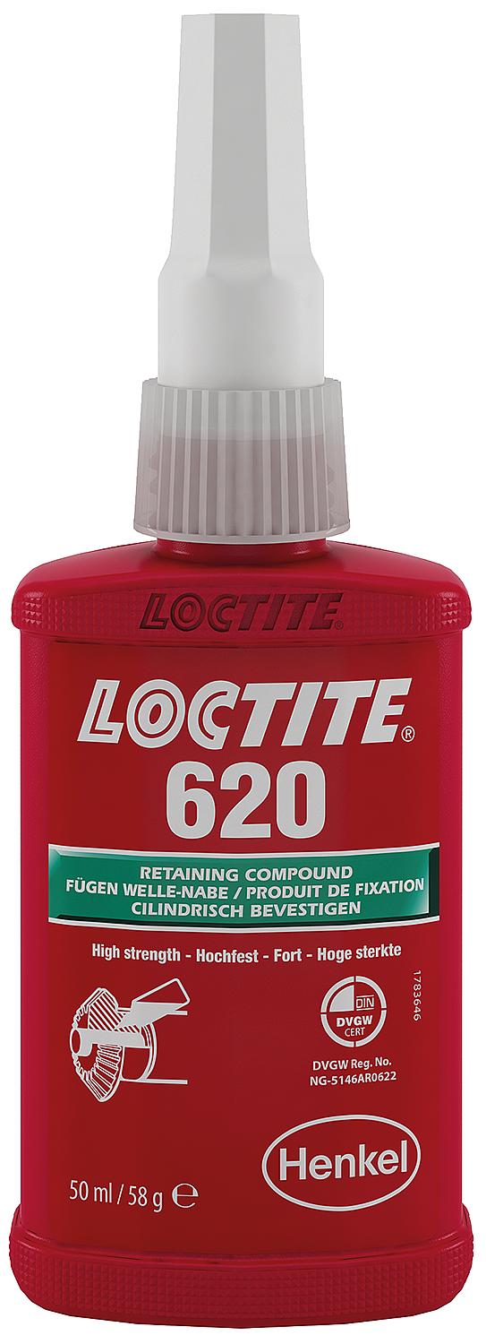 High-strength and high-temperature resistant adhesive (DVGW) LOCTITE 620, 50ml dispensing bottle