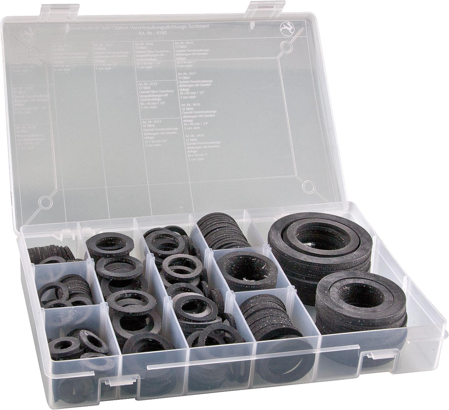 Rubber screw fitting seal assortment, total contents: 295 pieces