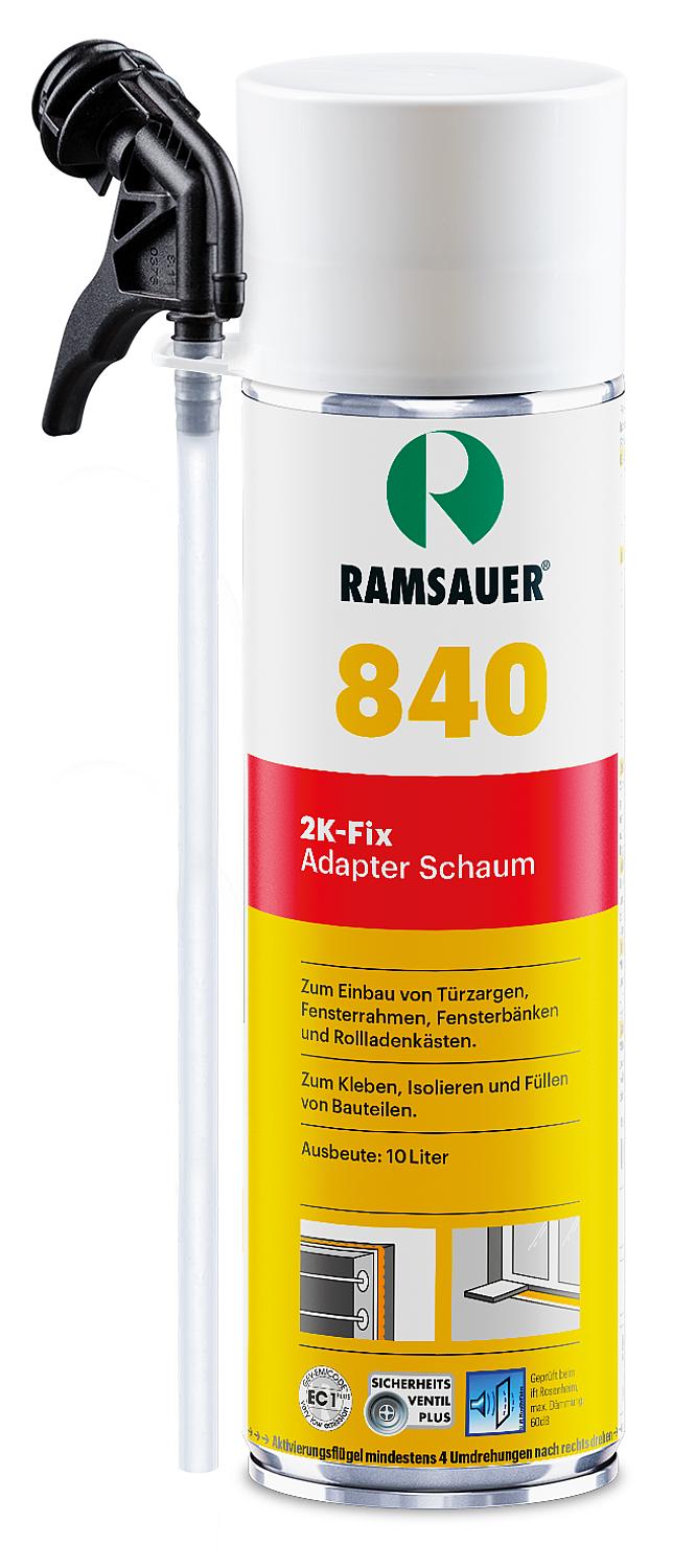 2K-Schnellmontageschaum (PU) RAMSAUER 840 2K-Fix (Baustoffklasse F - Österreich/Schweiz) 400ml Dose mit Adapter
