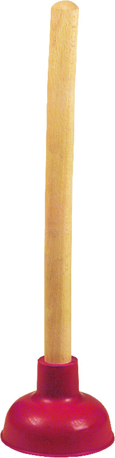 Rubber drain cleaner complete with wooden handle, red, small, 115 mm, item no. 3101