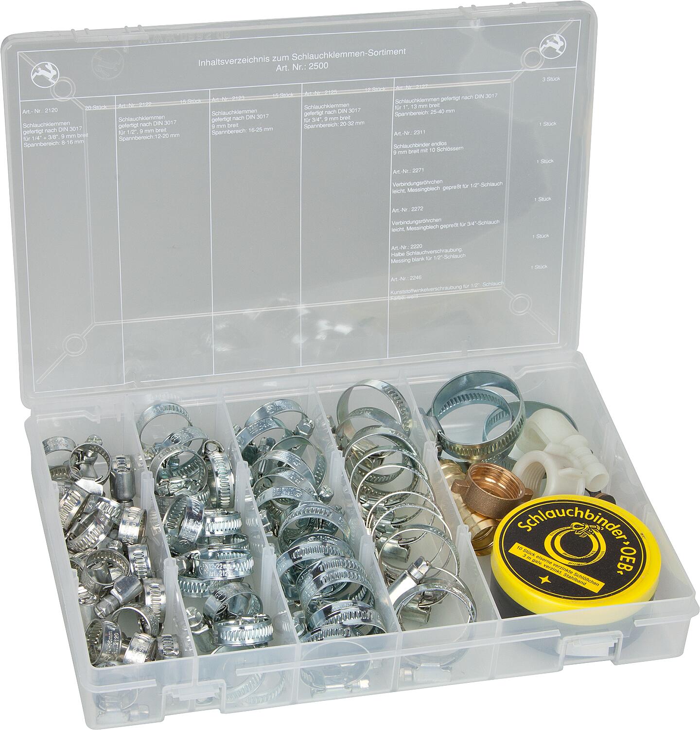Hose clamp assortment, 70 pieces