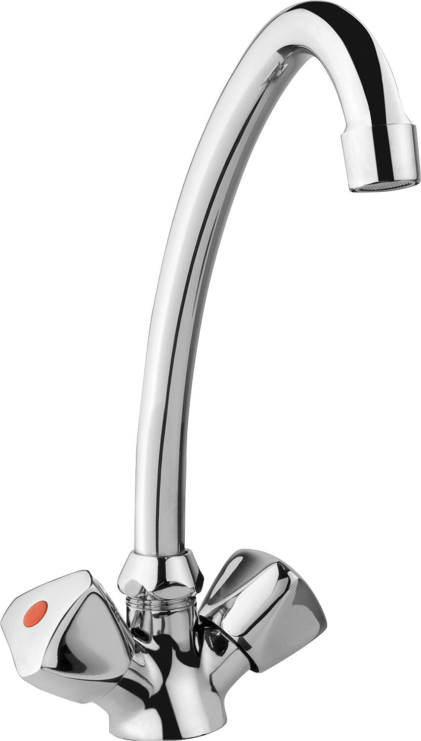 2-handle kitchen sink mixer Etou, swivel spout, projection 204 mm, chrome-plated